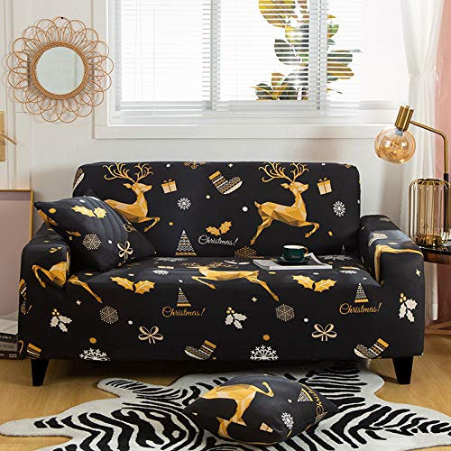 Sofaschoner Schwarz Gelb Sofaüberwurf Spandex Sofaschoner rutschfest Couch Überwurf Waschbare Sofa Überzug Sofabezug mit Elastischen Riemen Sofabezug L Form Universelle 4 Sitzer