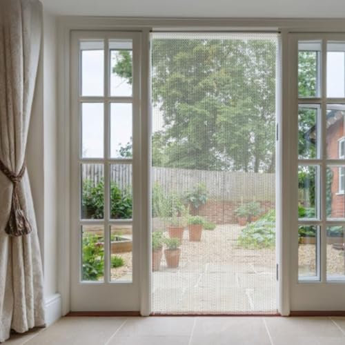 Aluminium Chain Door Curtain 35.24x82.7in (90x210cm), Tangle Free Chain Fly Screens for Doors Effective Flying Insect & Fly Barrier, Silver Decorative Blinds with Removable Links for Adjustable Length