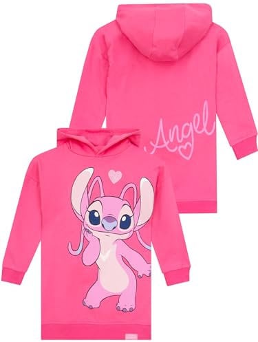 Disney Sudadera Stitch Niña | Angel Stitch Sudadera con Capucha | Rosa 8-9 Anni