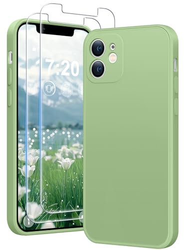 HuwaiH 3 in 1 Hülle für iPhone 11, mit 2 Stück 9H 0.33mm Panzerglas, Upgraded Kameraschutz, Kratzfeste Stoßfeste Handyhülle für iPhone 11(hellgrün)