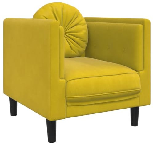 HETFTJN Sofa Klein Schlafcouch Schlafsessel Camping Couch - Sessel mit Kissen Gelb Samt für Jugendzimmer Schlafzimmer Relaxationsraum Hotelzimmer