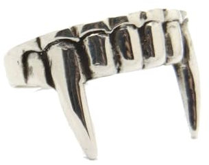 IMINI Personalized Gothic Vampire Teeth Rings for Women Men Werewolf Fang Cool Adjustable Finger Ring Fashion Expandable Open Size Halloween BFF Festival Classic Jewelry Gifts Party Favors (Silvery)