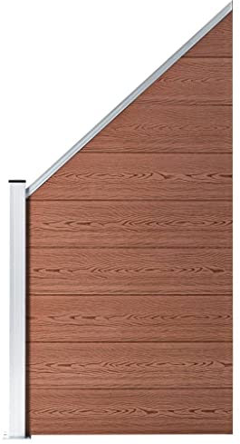 doppelstabmattenzaun sichtschutz,zaun,Zaunelement WPC 95x(105-180) cm BraunGeeignet für Gärten, Zäune, Ästhetik