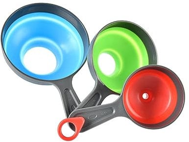 OKUMEYR Collapsible Large Funnel Removable Filter 3pcs Silicone Mushroom Funnels for Home Kitchen