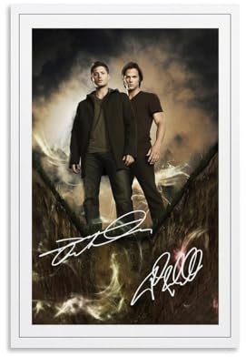 JENSEN ACKLES & JARED PADALECKI SUPERNATURAL SIGNED Poster Dekorative Malerei Leinwand Wandkunst Wohnzimmer Poster Schlafzimmer Malerei,Wandkunst Bilddruck Moderne Familienzimmer Dekor 12x18inch(30x45