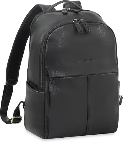 STILORD Marino Stylisher Echt-Leder Rucksack für Damen und Herren Mittel-Groß - Studenten Rucksack mit Laptop-Fach für 13-14 Zoll - Ideal als eleganter Cityrucksack Farbe:schwarz