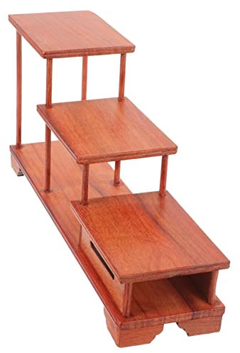 Gadpiparty Soporte De Exhibición De Madera con Niveles para Figuritas Juego De Té con Tetera De Arena De Estilo Vintage