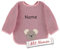 LALALO Sterntaler Lätzchen Maus Mabel mit Namen bestickt für Baby mit Ärmel, Ganzkörper Beikost Ärmellätzchen für Kinder, rosa/rot