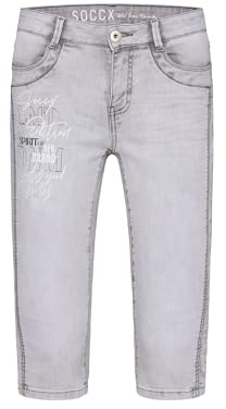 SOCCX Damen Capri Jeans CH:AR Comfort Fit Light Grey Printed, 27