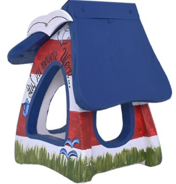 Großes Futterhaus für Vögel -Auf zu neuen Ufern- Futterstation Vogelhaus zur Fütterung im Leuchtturm-Design