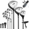 COSTWAY komplettes Herren Golfschläger Set, 9 teilige Golfschlägersätze rechtshändig mit Tasche & Regenhaube, Golfset mit 1 Driver & 3 Fairway & 4 Hybrid & 6/7/ 8/9/ P Eisen & Putter (Grau)