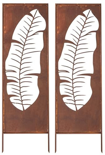 Kapaga - Paravent Métal 2x - 160 cm x 50 cm - Corten - Effet Rouillé Paravent pour Jardin - Élément de Paravent - Mur de Protection - Décoration de Jardin - Clôture - Rouille (Ombre)