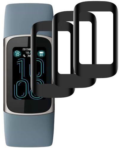 Beukei 3 Stück Panzer Schutz Glas für Fitbit Charge 6, Panzerfolie Glass,[9H Härte][HD Klare][Blasenfrei][Anti-Kratzen] Panzerglas Schutzfolie