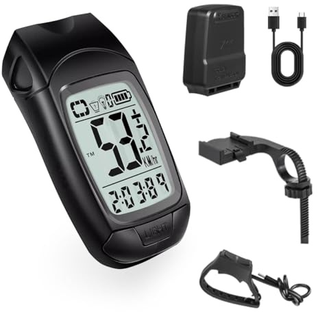 Combo Ciclismo Intelligente - Computerino Wireless, Fanale Antistante e Clacson per Bici - 3-in-1 per Sicurezza e Prestazioni。2.3 inch Wireless Tachimetro Bici ，Visualizzazione di potenza Luce Bici
