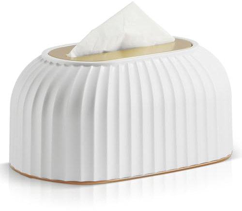 BEZORR Tissue Box, Spring loaded tissue box, Oval Tissue Box Plastic ABS, Tissue Dispenser, Household Office Tissue Cover Case Napkin Holder for Home Living room dining room style Office Restaurant