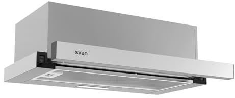 Svan Campana Extractora Telescópica 60cm Inox SCPE602AX. Potencia 66,5m3/h, 2 Velocidades, Control Manual, Filtro apto para Lavavajillas