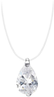 vissen Collana con filo trasparente a goccia, in argento 925, da donna, regalo fantasia, ciondolo ipoallergenico