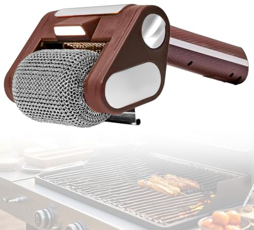 Elektrischer Grillreiniger,304 Edelstahl Barbecue Reiniger, Borstenfrei drehende Grillbürste mit LED, Kabellos & Wiederaufladbar, 350 U/min, Grillreiniger Bürste für Outdoor-Grill