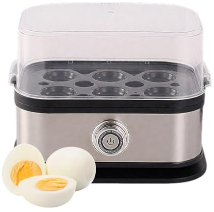 Chaudière à œufs électriques, cuiseur à œuf avec fonction de réchauffement, cuiseur de vapeur d'oeuf en acier inoxydable avec minuterie, idéal pour les œufs durs, moyens ou doux