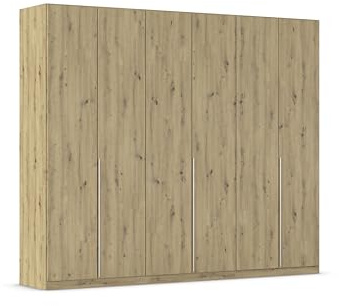 Rauch Möbel Alabama, Kleiderschrank, Farbe Eiche Artisan, Breite 271 cm | Schrank, 6-türig, Zubehör Premium, für Schlafzimmer, Kinderzimmer, Garderobe, Flur
