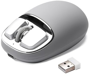 YUNZII C1 Souris de sans Fil en Silicone, DPI Max 4800 (Gris Argenté) | 6 Niveaux de Réglables,Tri-Mode 2.4G/Bluetooth/USB-C, Suivi Optique, Batterie 500mAh, Portable pour PC/Mac/iPad