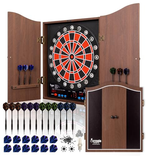 Elektronische Dartscheibe Profi Set mit 355 Varianten für 1 bis 8 Spieler mit 12 Darts 12 Flights 100 Pfeilspitzen Zubehör