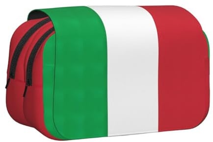 Yyoretp Grande capacité - Trousse à crayons - Imprimé drapeau italien - Trousse de maquillage - Sac de rangement multifonctionnel
