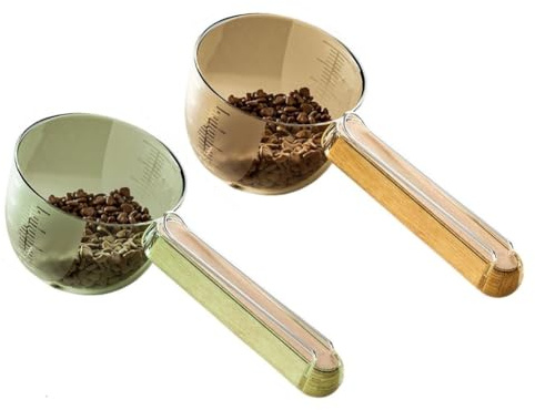 Akfldms Pet Measuring Cup with Sealing Clip Design for Dog Cat Dry or Wet Food Scoops Wood Handle Scale Pet Supplies