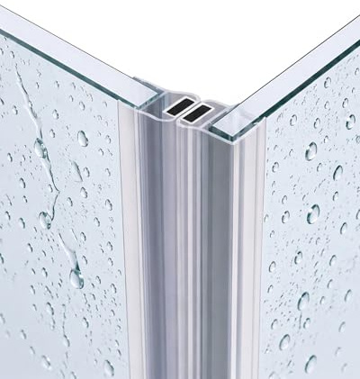 Gedotec Magnetic Shower Lip Seal - 1 Pair Magnetic Seal 90° Corner Entry - PVC Length 2 m - Glass 6-8 mm - Shower enclosures