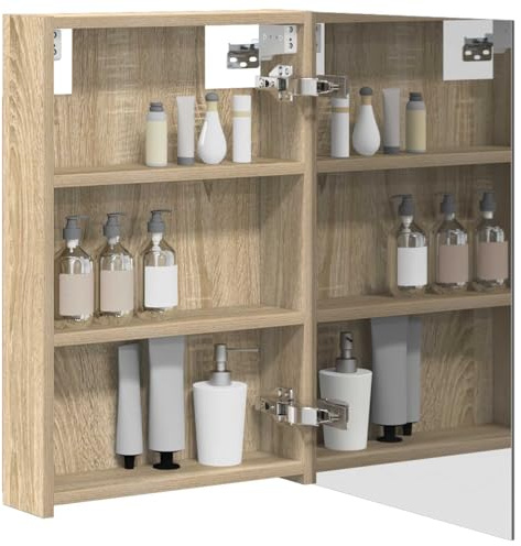 vidaXL Badezimmerspiegelschrank Sonoma-Eiche 40 x 10,5 x 60,5 cm, Moderner Spiegelschrank, rechteckig, Wandregal für Badezimmer, praktische Aufbewahrung