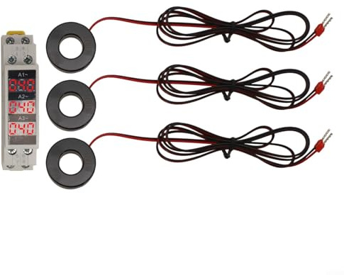 Amperometro modulare trifase con display digitale, AC 80-500V, indicatore di corrente 1-100A per montaggio su guida DIN da 35 mm