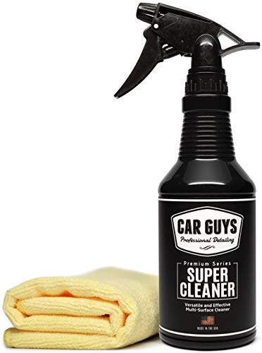 CarGuys Interior Car Cleaner for Tough Stains | Stain Remover for Car Seats, Carpet, Upholstery, & Leather | 18 Oz Kit with Microfiber Towel