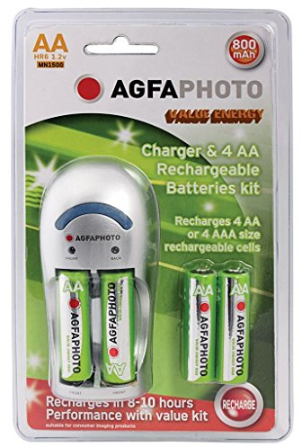 Agfa AGFAPHOTO Economy Overnight Charger - Supplied with 4xAA 800mAH Batteries