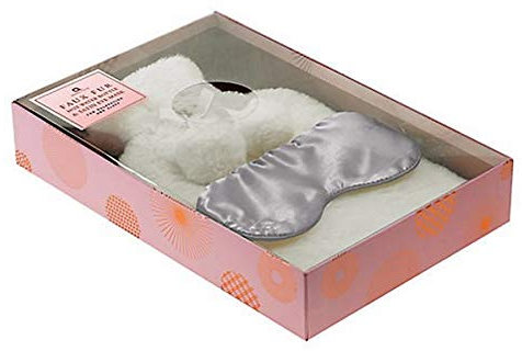 Cream Faux Fur Hot Water Bottle & Satin Eye Mask