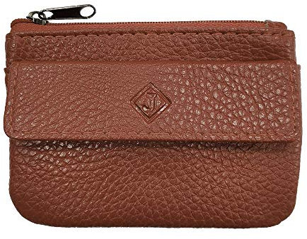 Porte Monnaie Cuir Homme/Femme pour Billets, Carte, Monnaie et clé, 2 Fermetures, Compact, en Plusieurs Couleur (Marron)-LOLUNA®