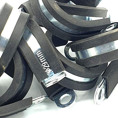 10pcs x 29mm Rubber Lined Cable P-Clips Steel Hose P Clamps