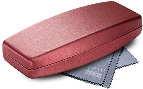 FEFI - Grosses Hardcase Brillenetui in Seiden-Optik - Größe L (Kupfer)