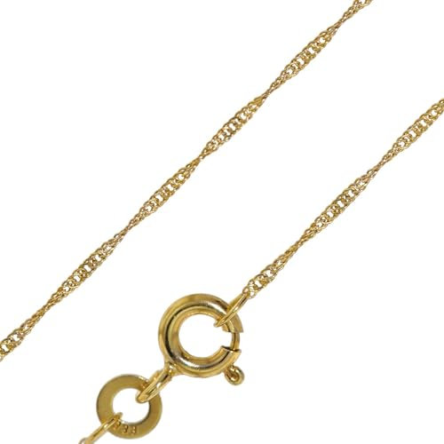 trendor Goldkette für Damen 333 Gold (8 Karat) Singapur-Muster 1,0 mm elegante goldene Halskette, wunderschöne Geschenkidee, Kette aus Echtgold 72450-42 42 cm