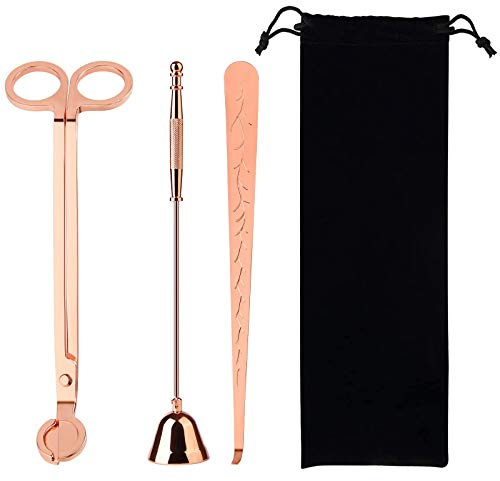 Candle Wick Trimmer, Candle Snuffer and Wick Trimmer，Candle Cutter, Wick Cutter, 3 in 1 Candle Care Kit (Rose Gold)