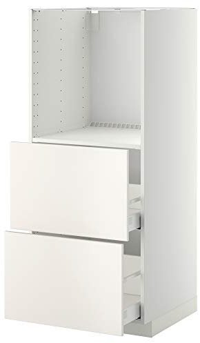 METOD/MAXIMERA Hochschrank mit 2 Schubladen für Backofen 60x61,6x148cm weiß/Veddinge weiß
