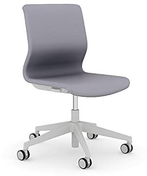 Viasit Drumback Konferenz Drehstuhl mit telegrauem Gestell - ergonomisch und bequem, individuell anpassbar (Silbergrau, ohne Armlehnen)