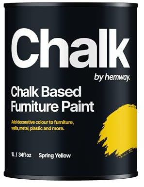 Hemway - Chalk Based Furniture Paint - Spring Yellow 1 L | Chalky Matt Shabby Chic Finish for Interior & Exterior Home Decor | Quick Dry & All-in-one