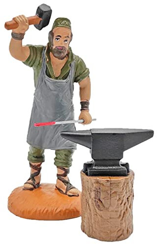 Acan Tradineur - Figura de Herrero con Yunque para belén navideño 11 cm, durexina, Figura Decorativa Nacimiento, Pesebre, Navidad, decoración Tradicional