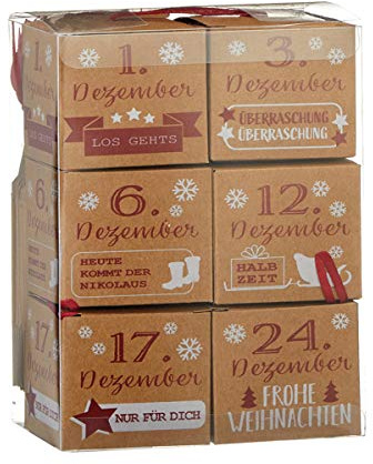schenken-24 Adventskalender Päckchen/Adventskalender zum selbst Befüllen/wählbare Designs/Weihnachtskalender/Kinder/Häuser