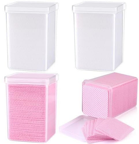 EBANKU 800 Stück Nagellackentferner Wattepads Nagel Wischen Baumwolle Wischpads Vlies Nail Wipes Wattepads Nail Art Wipes Acryl Nail Art Gel-Entferner Reinigungspads(Rosa&Weiß)