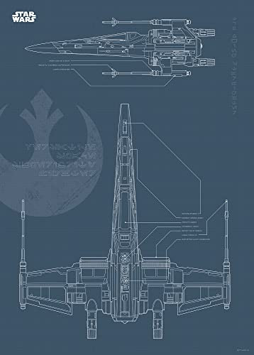 Komar Star Wars Blueprint X-Wing - Größe: 50 x 70 cm, Wandbild, Poster, Kunstdruck (ohne Rahmen)