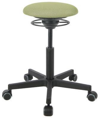 BALIMO ROLL - Sitztrainer - Bewegungshocker - Bürohocker - ergonomischer Sitzhocker - Hocker mit frei beweglicher Sitzfläche - Rücken-Trainer - Bewegungsstuhl - Gestell Schwarz (Stoffbezug Grün)