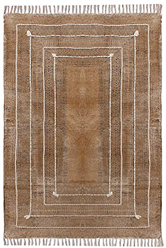 CASAVANI Handblockbedruckter Baumwoll-Dhurrie-Teppich Handgefertigt Geometrische Fläche Teppich Flachgewebe Bohemian Kelim Outdoor Strand Yoga Teppich 80 x 240 cm (2,6 x 8 Fuß Läufer)