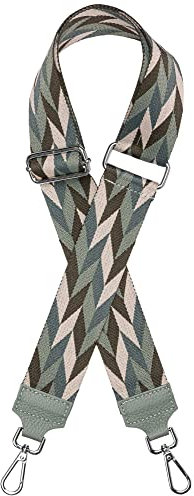 Caspar BSG04 breiter Leder/Textil Schultergurt mit silberfarbenem Karabiner für Handtaschen, Farbe:mint, Accessoires:One Size