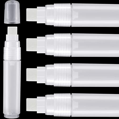 runrayay Lot de 4 stylos à Peinture Rechargeables, 15 Mm Vide Acrylique Marqueur Permanent Marqueurs Clairs pour Murs Peinture Bois Céramique Métallique Graffiti Papier Dessin